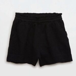 Aerie Pool-To-Party Gauzy Cotton High Waisted Shorts XS Black